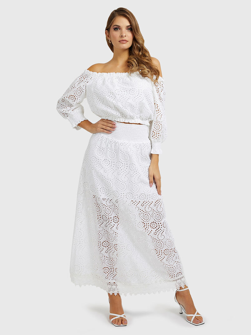 SANGALLO black maxi skirt with embroidery - 3