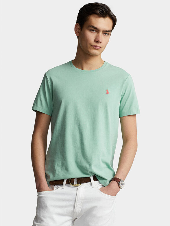 Green cotton T-shirt with logo - 0