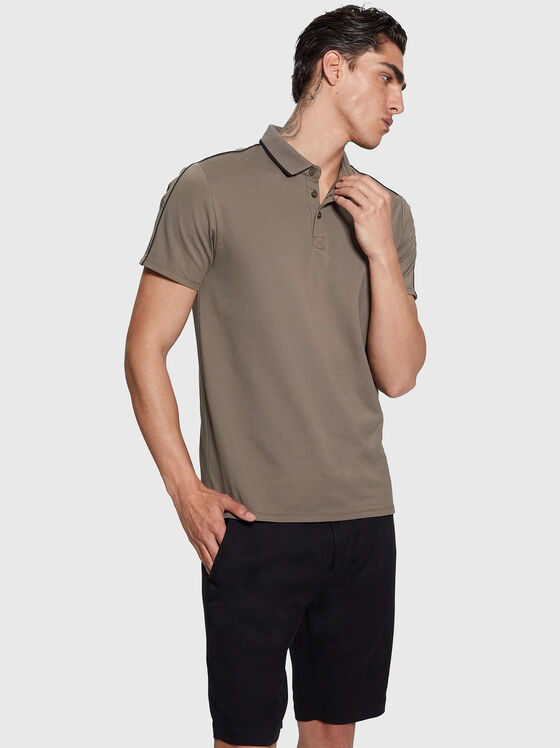 Black cotton polo shirt with details - 1