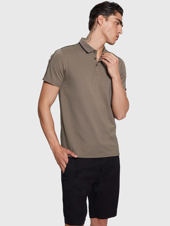 Black cotton polo shirt with details - 1