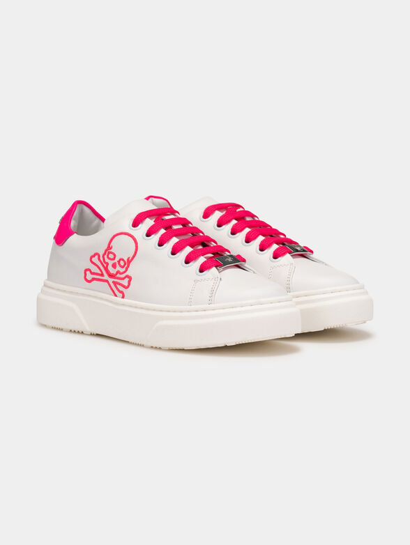 Leather sneakers with accents in fuxia color - 2