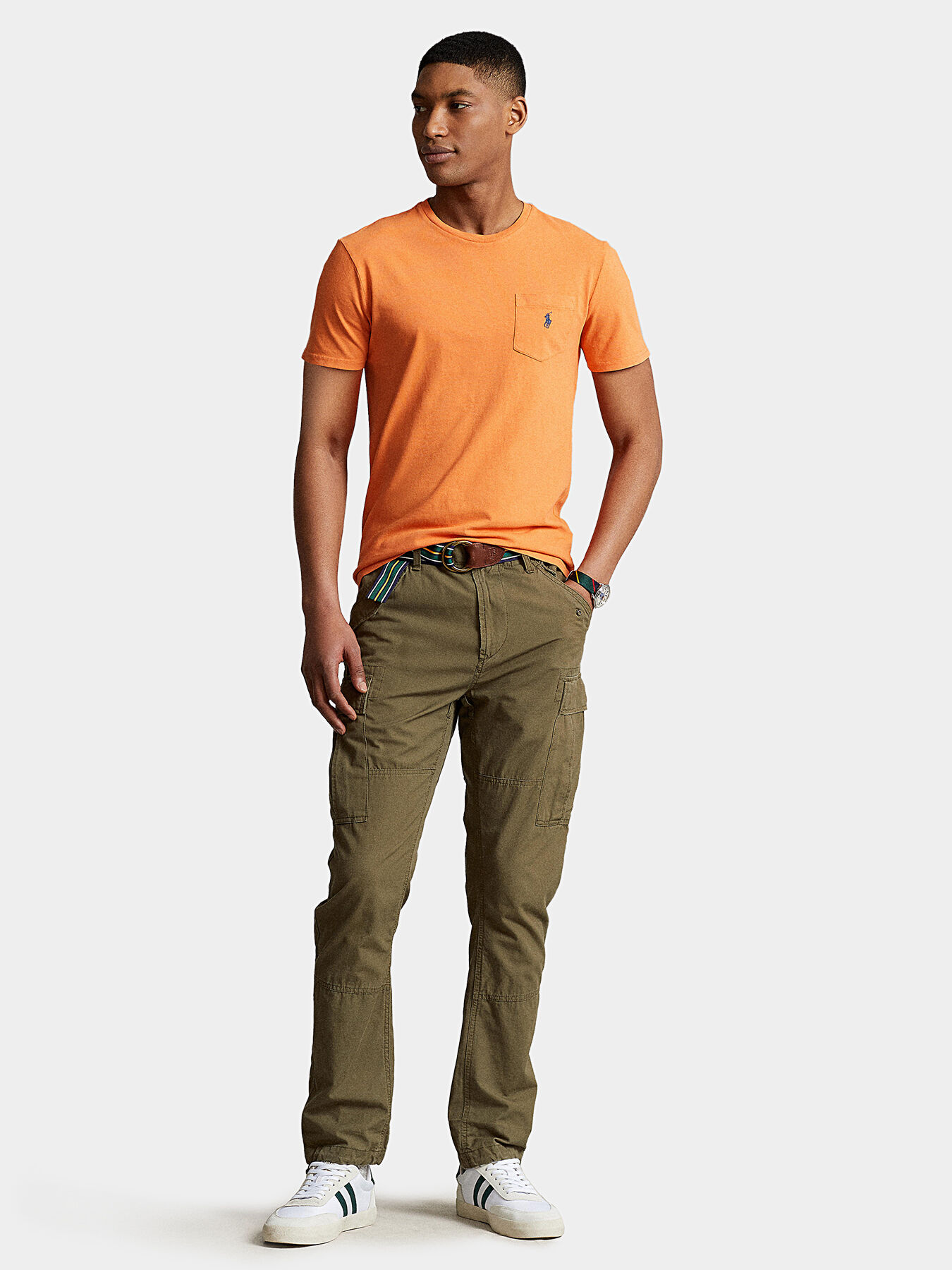 冬ギフト  Orange T-shirt with pocket brand POLO RALPH LAUREN トップス