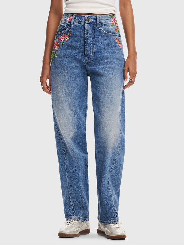 CARINA straight jeans with floral motifs - 1