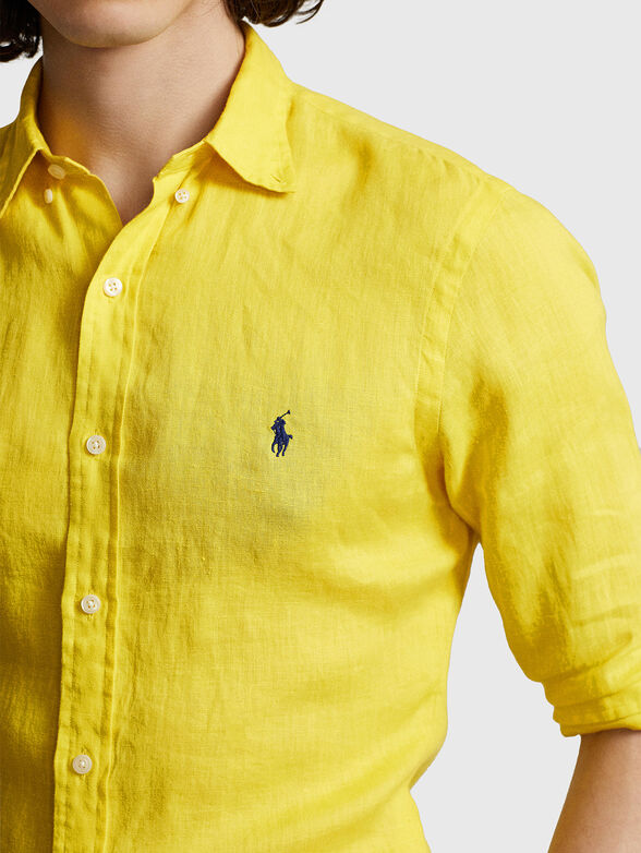 Linen shirt with logo embroidery - 4