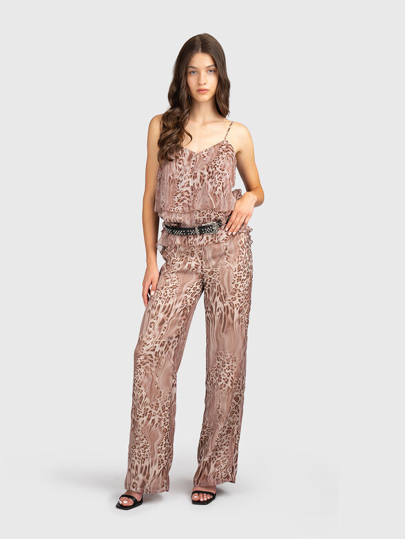Animal-print trousers with an elastic waistband  - 4