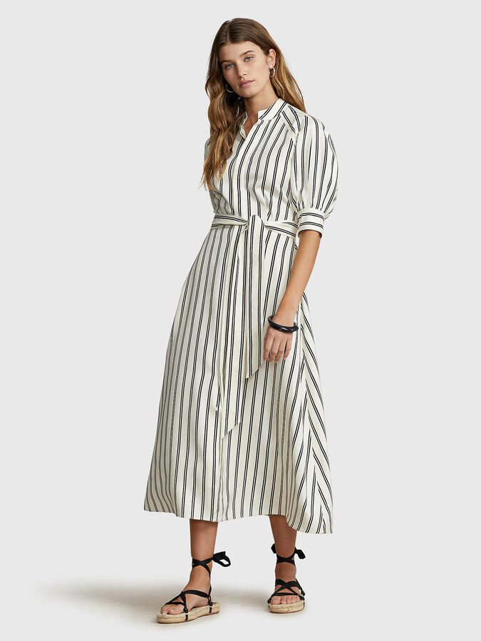 CICI silk midi dress with striped print and belt brand POLO RALPH LAUREN   Globalbrandsstore.com/en