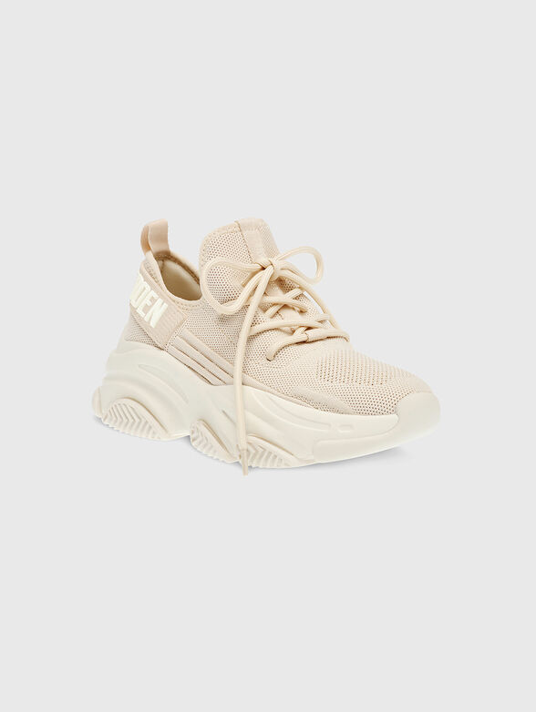 Beige sneakers with contrasting logo - 2