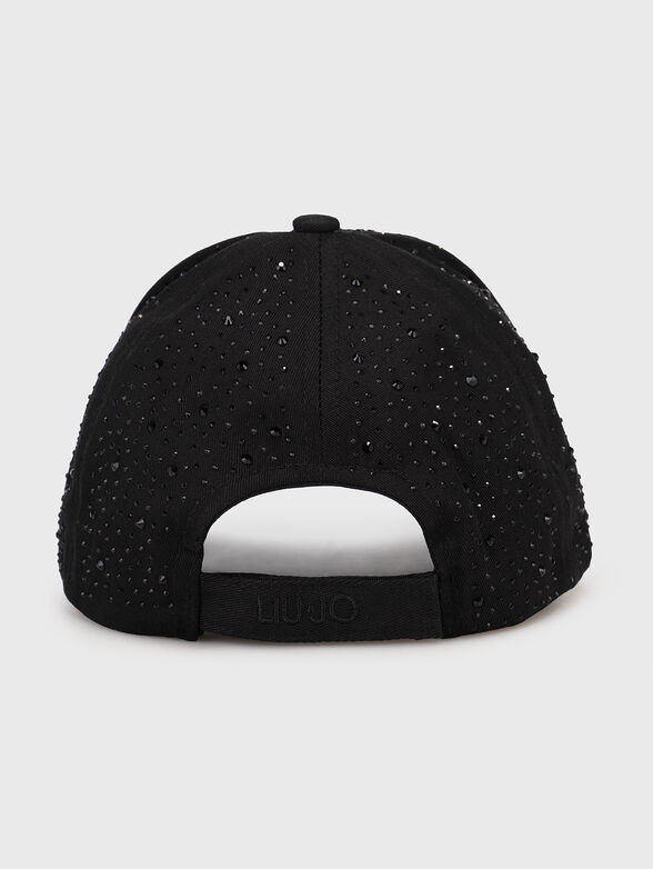 Crystal embellished cap in black - 2