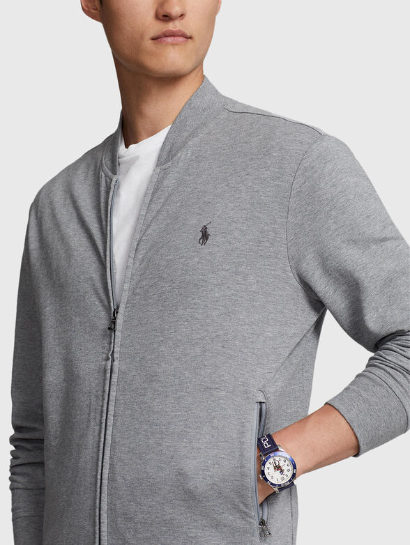 Logo-embroidered sweatshirt in grey  - 4