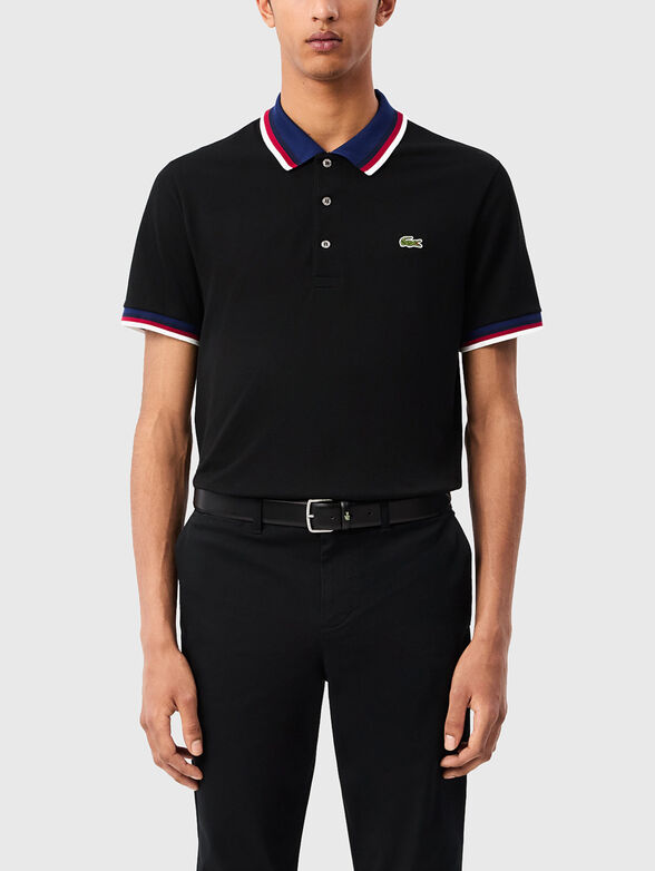 Black polo shirt with contrast collar - 1