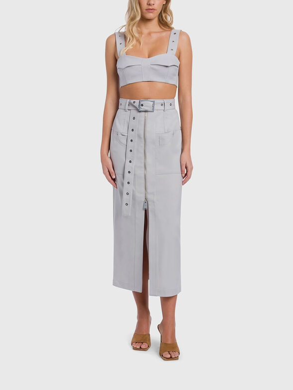 Skirt with a zip and an accent belt - 4