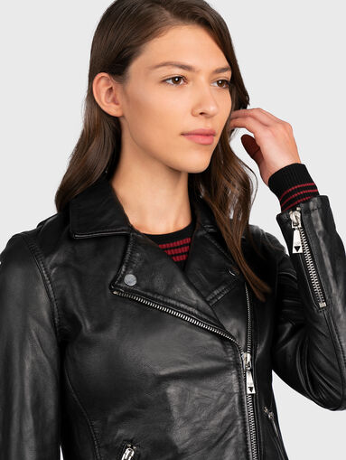 Leather biker jacket - 3