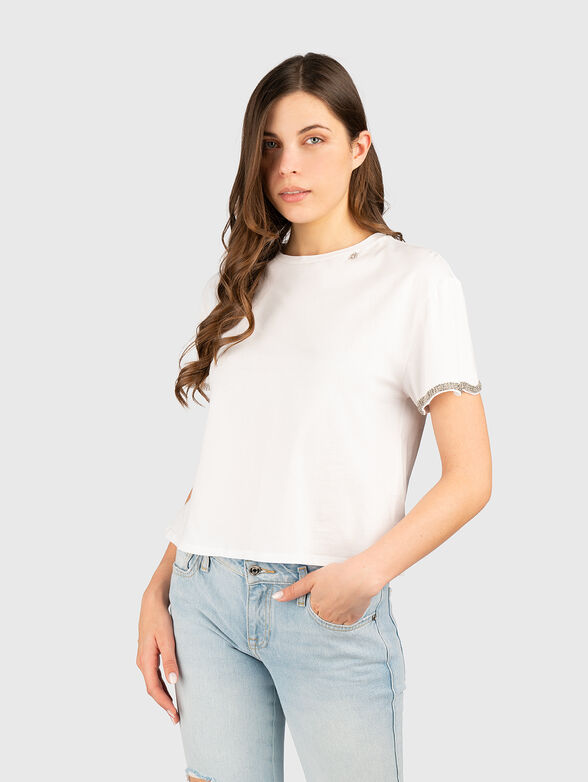 Cotton T-shirt with accent sleeves - 1