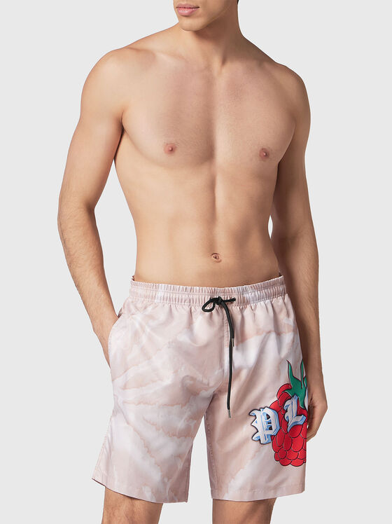 Beach shorts with contrasting logo lettering - 1