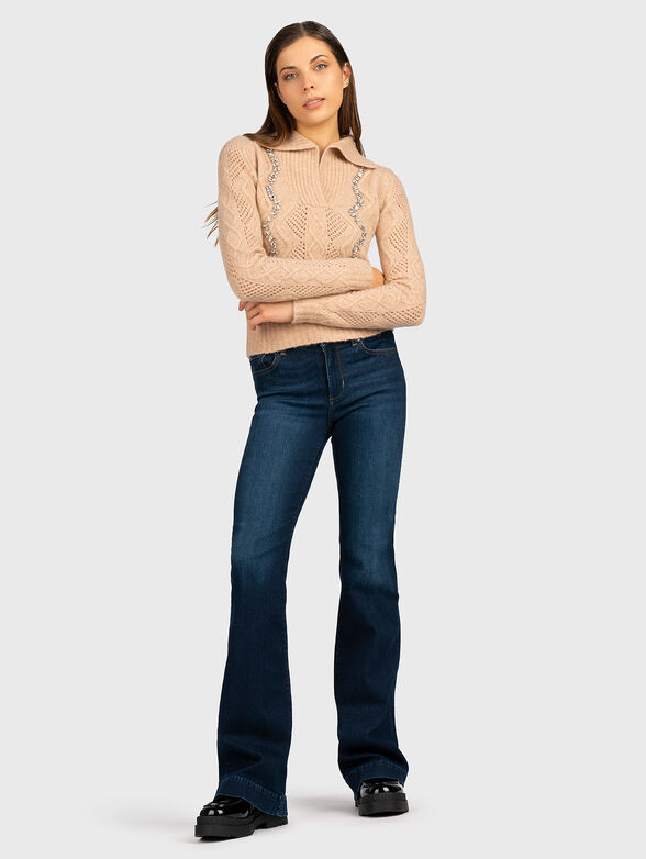 Beige sweater with rhinestones - 2