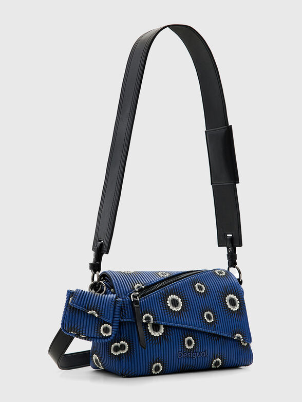 Dark blue crossbody bag with floral print - 4
