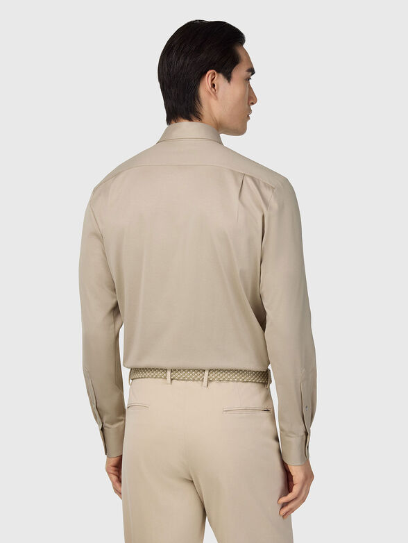 Beige cotton blend shirt - 3