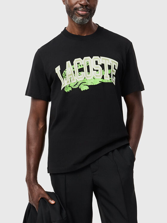 Black T-shirt with logo accent print  - 1