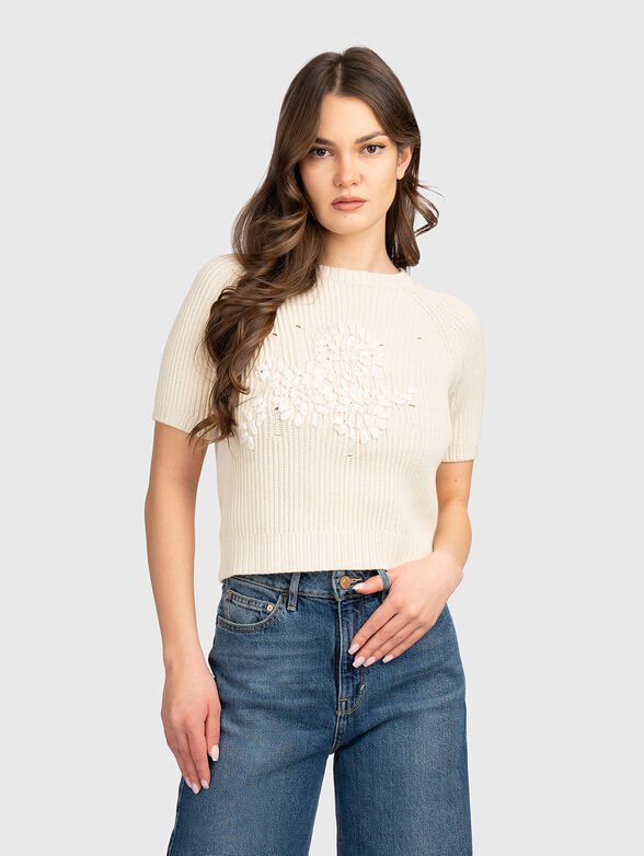 Sweater with raffia embroidery - 1