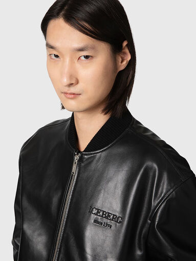 Leather bomber jacket - 5