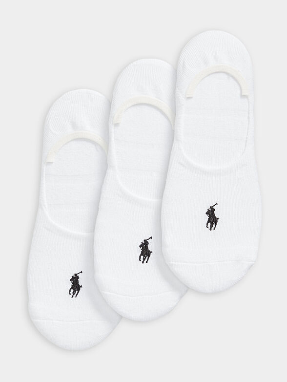 Set of three pairs of white socks with logo - 1