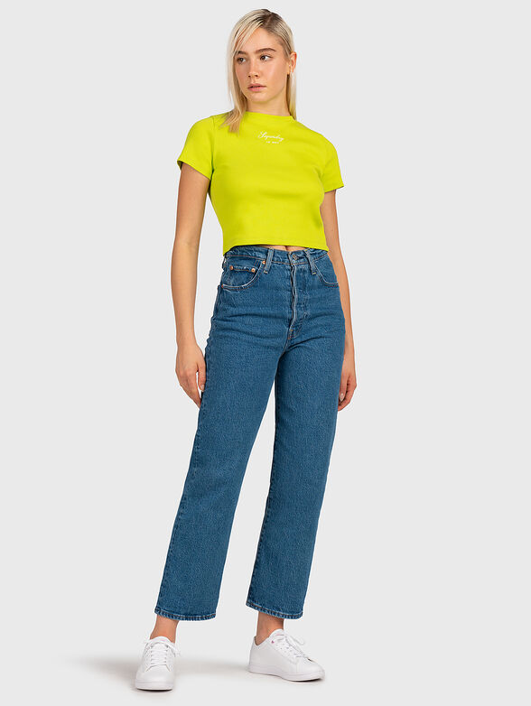 Cropped T-shirt in green color - 2