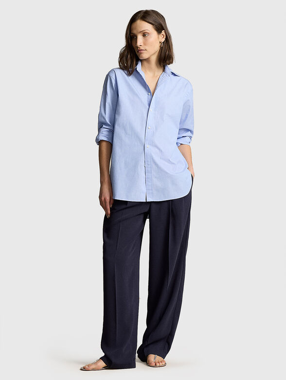 Cotton shirt with elongated back hem - 2