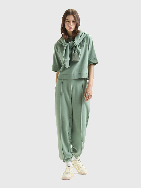 Черна памучна тениска с бродирано лого - 2