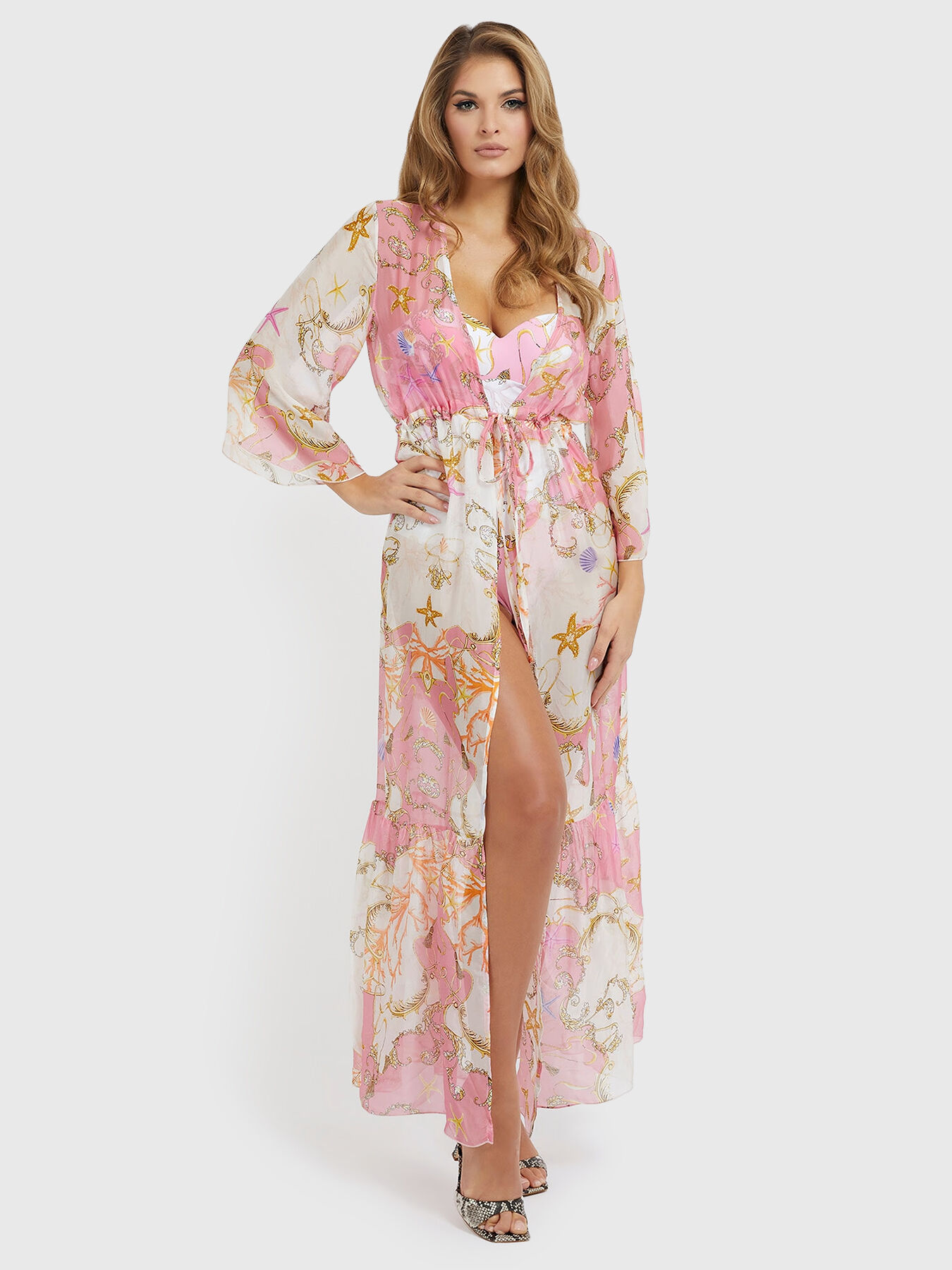 Beach kimono with floral print brand GUESS Globalbrandsstore en