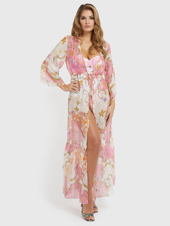 Beach kimono with floral print - 1