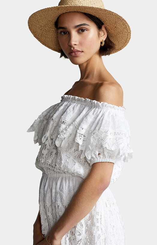 wisp leeah lace knit dress Earth Angel Solid White Eyelet Lace Dress by KARLIE