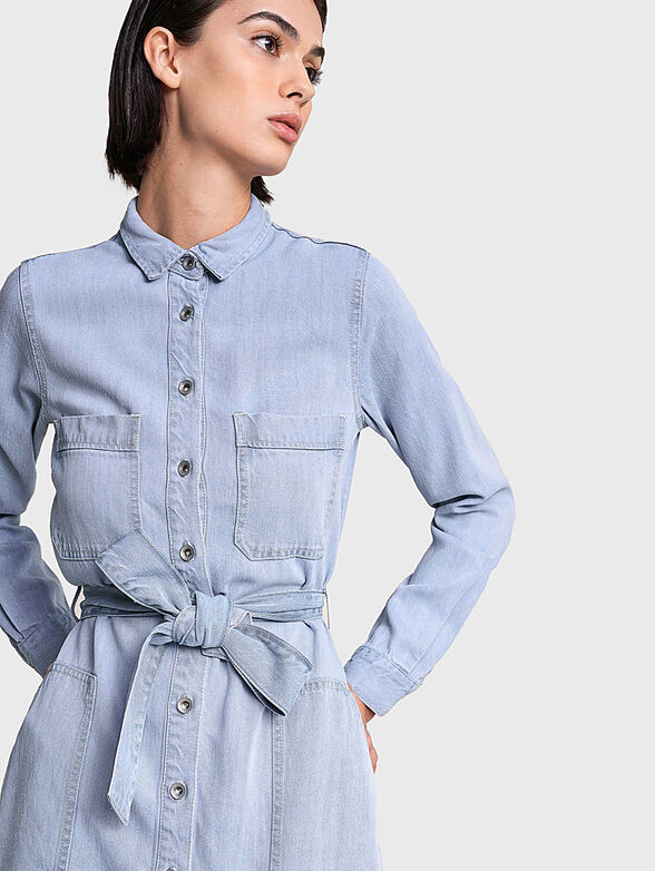 Lyocell dress with belt - 4