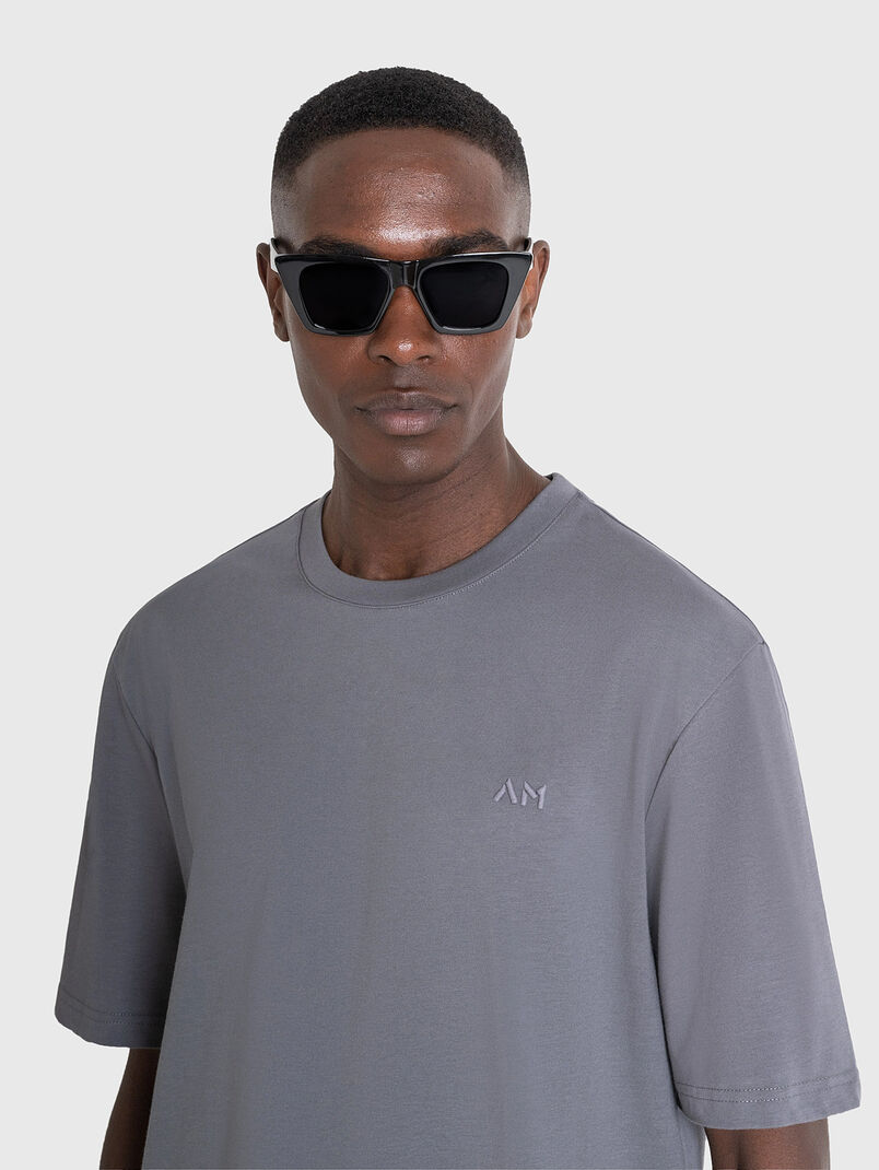 Grey T-shirt with mini logo embroidery - 3