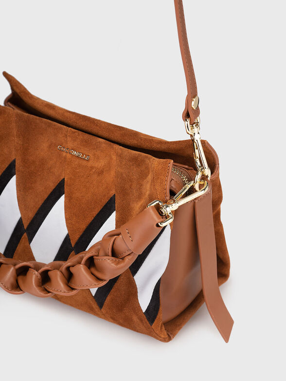 Suede bag with accent handle - 5
