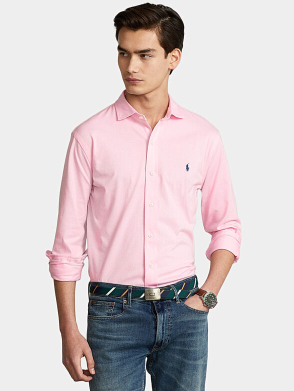 Cotton shirt with embroided logo - 1