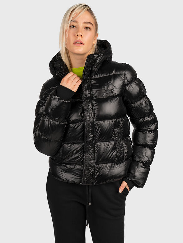Black puffer jacket with quilted effect - 1
