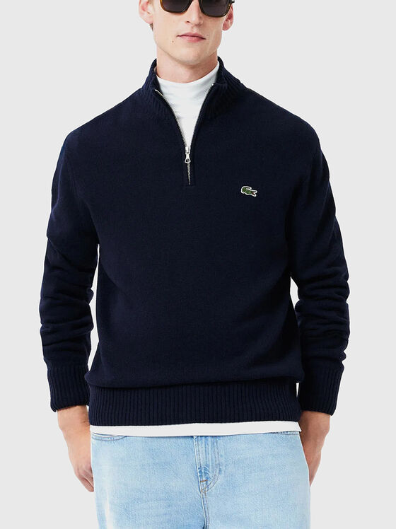 Black sweater with accent zip - 1