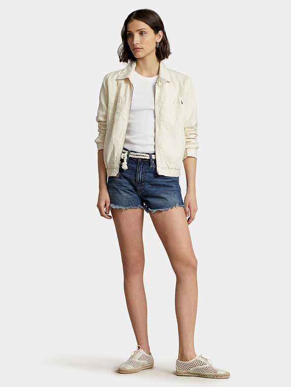 Linen jacket with zip and logo embroidery - 2