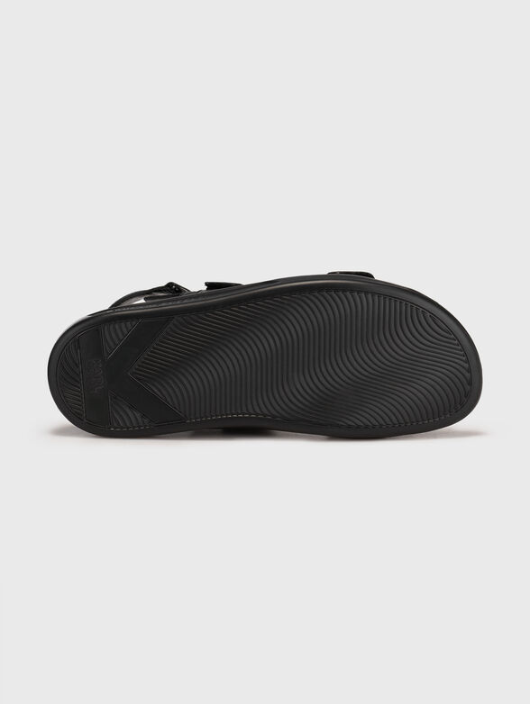 KAPRI MENS black leather sandals with logo - 5