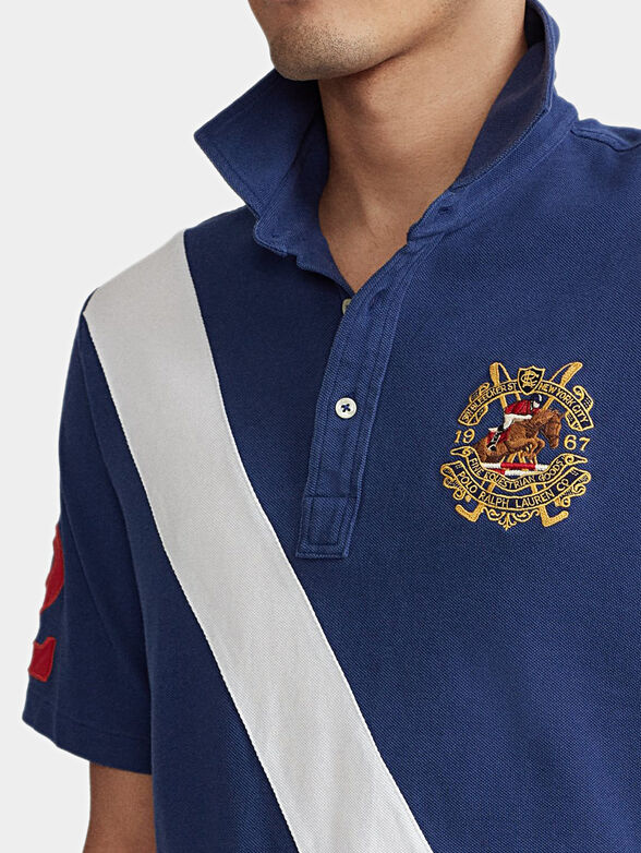 Blue polo-shirt with logo embroidery - 1
