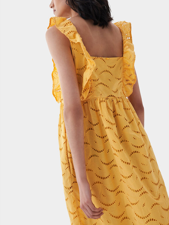 Dress in yellow color with English embroidery - 4
