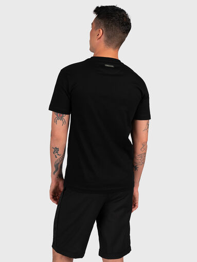 Black cotton T-shirt with print - 3