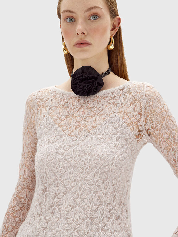 Sheer long sleeve blouse - 4