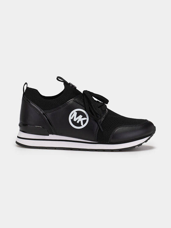 Черни спортни обувки с бял лого детайл - 1