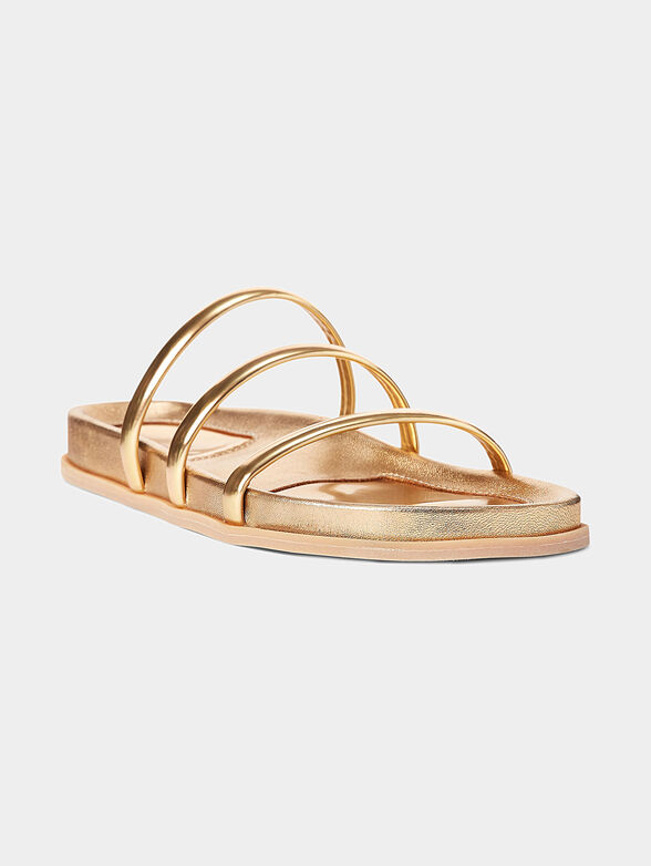 Gold tone slide sandals - 2