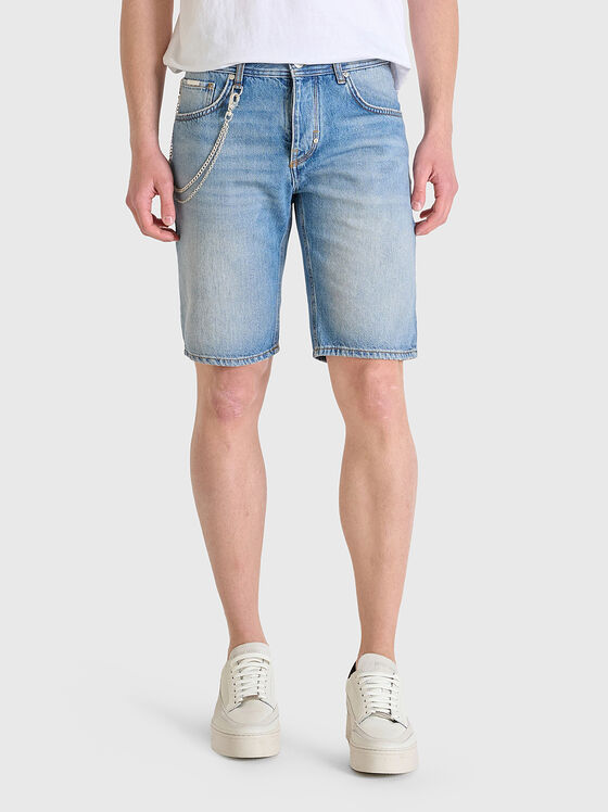 Къси дънкови панталони с избелен ефект - 1