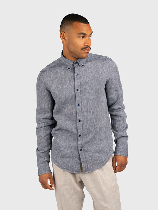 Beige linen shirt with logo detail