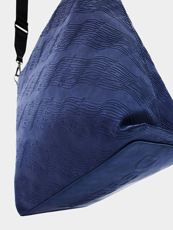 Large blue bag with all-over logo embossing - 6