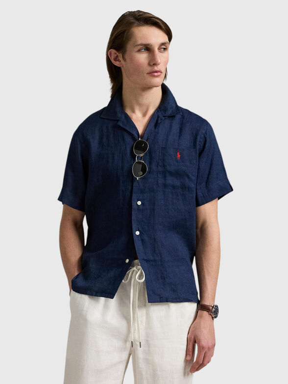 Navy blue linen shirt - 1