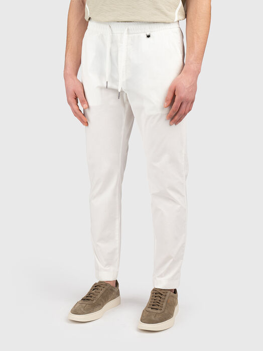 Slim fit cotton blend trousers
